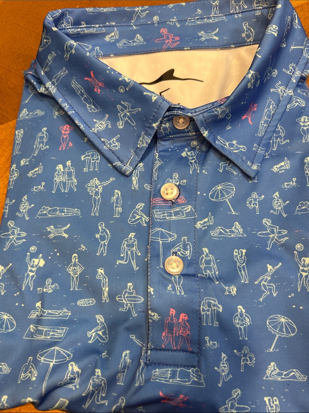 Uzi Does It Men’s Blue Surf-Print Polo